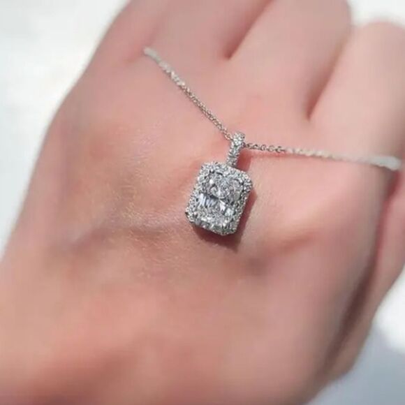 Silver Diamond Pendant Necklace - Picture 5 of 5